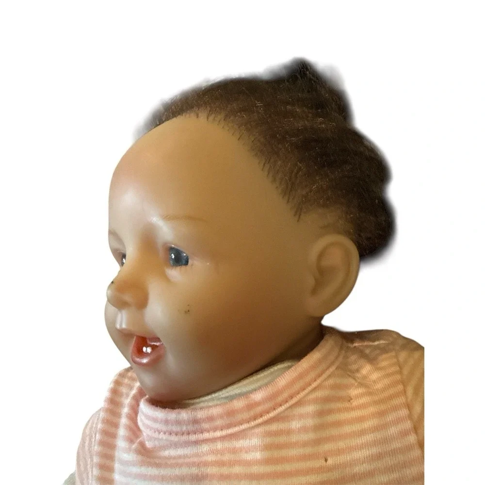 Maria Natali Blick NB Reborn Baby Doll Brown Straight Hair Blue Eyes 2 Teeth‎